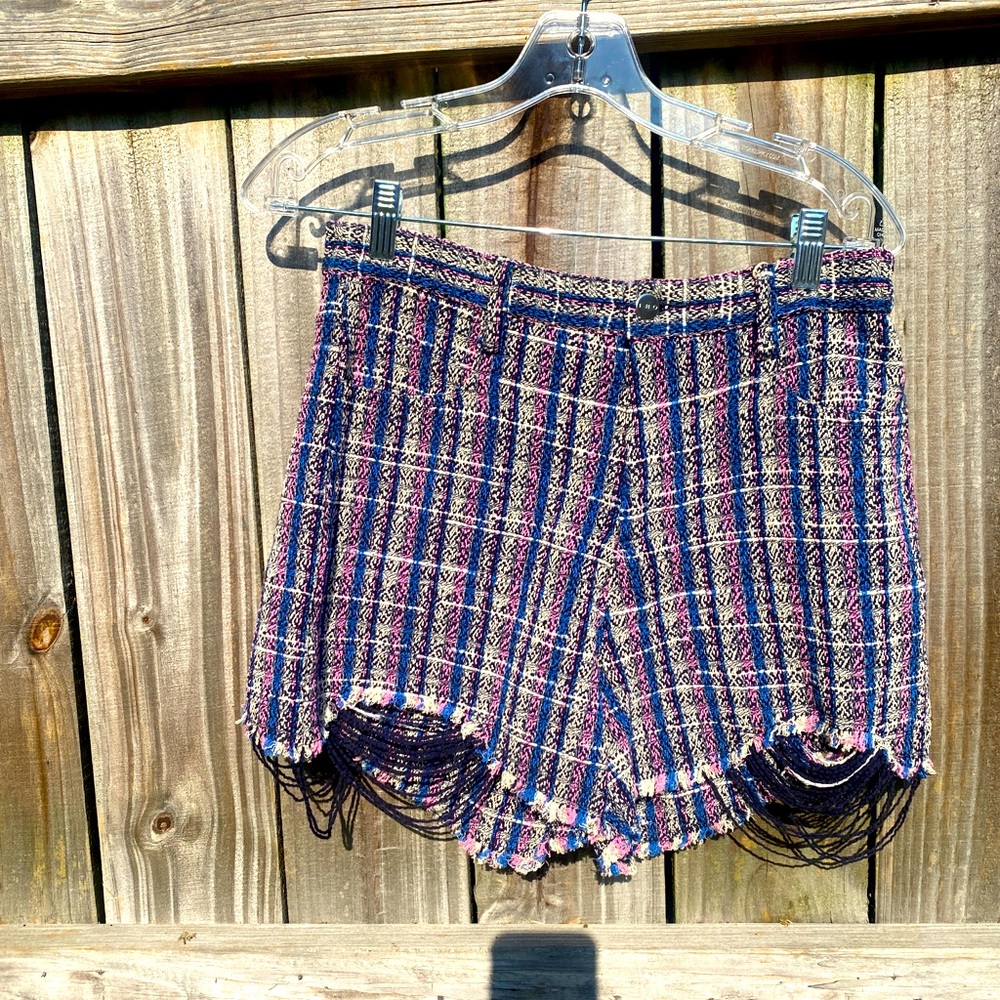 IRO Paris plaid tweed distressed shorts